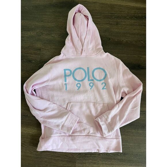 Polo 1992 Hoodie Mens Medium Pullover Sweatshirt Pink Ralph Lauren Shirts